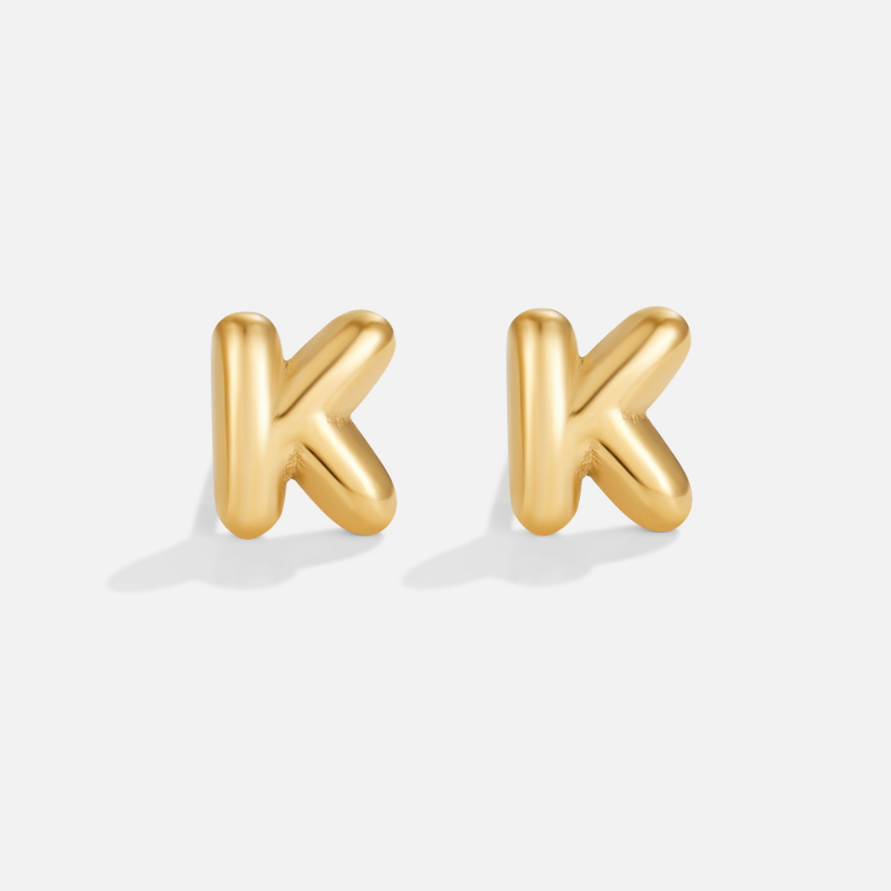 Pendientes de Letras de Burbuja Dorada