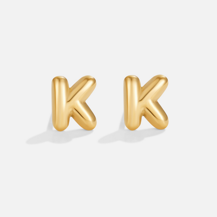 Pendientes de Letras de Burbuja Dorada