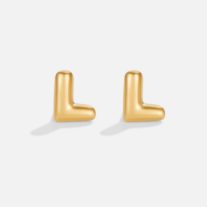 Pendientes de Letras de Burbuja Dorada