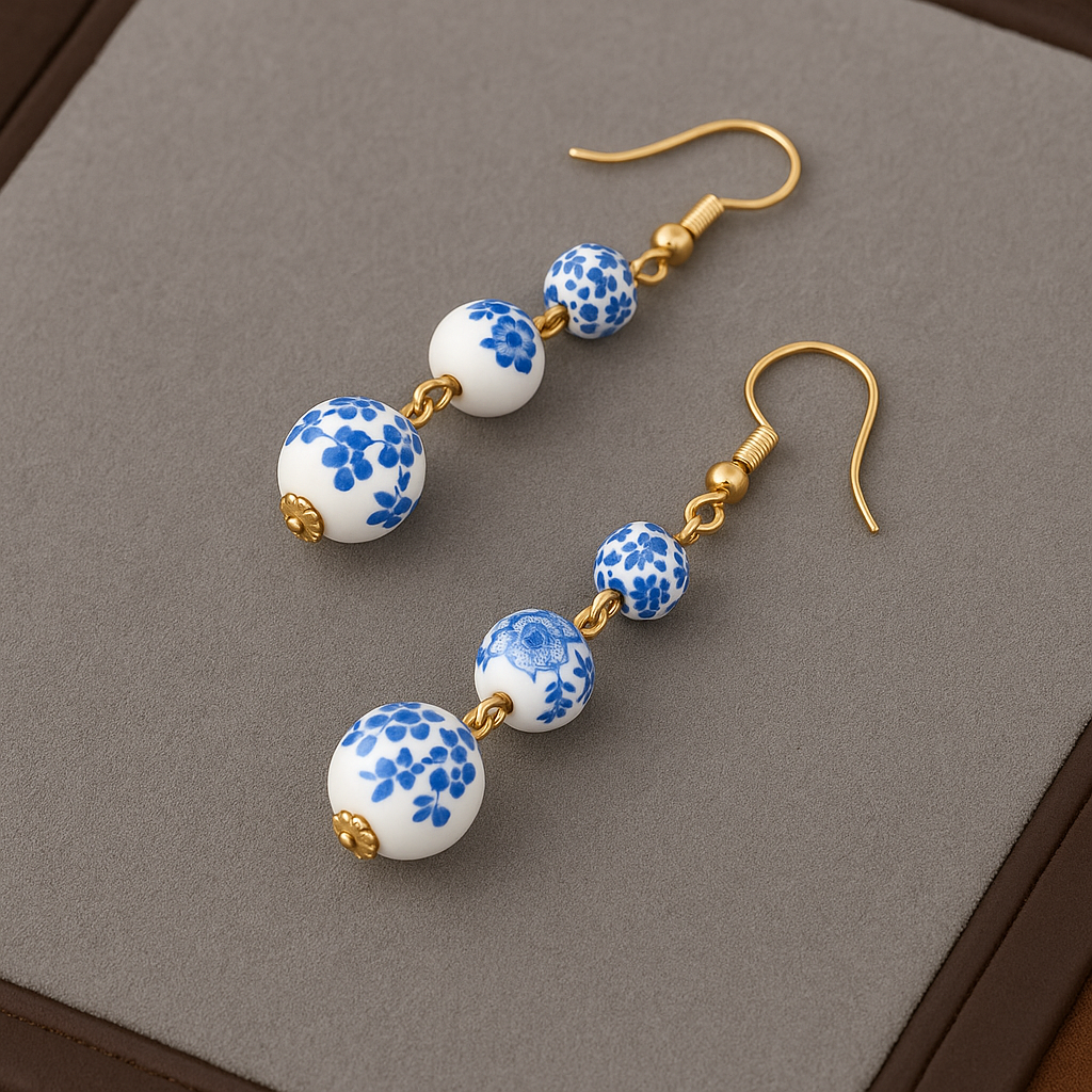 Azure Dream | Pendientes Colgantes Azules y Blancos Deslumbrantes