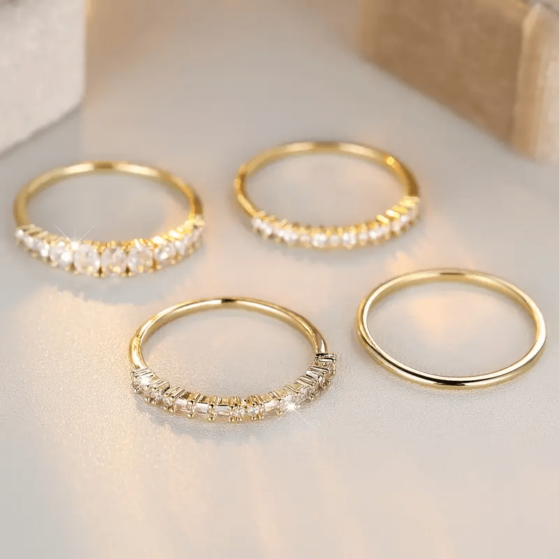 Anillos Apilables de Zirconia Dorada de 14k