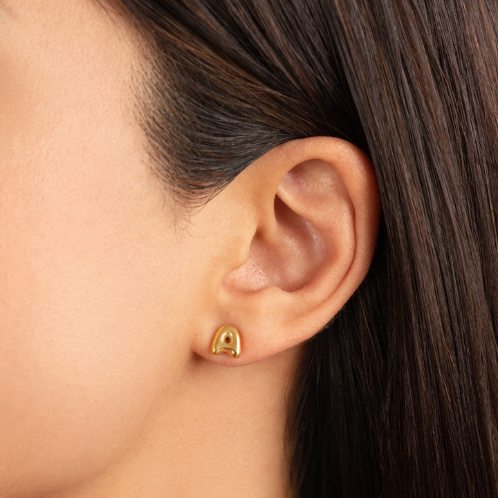 Pendientes de Letras de Burbuja Dorada