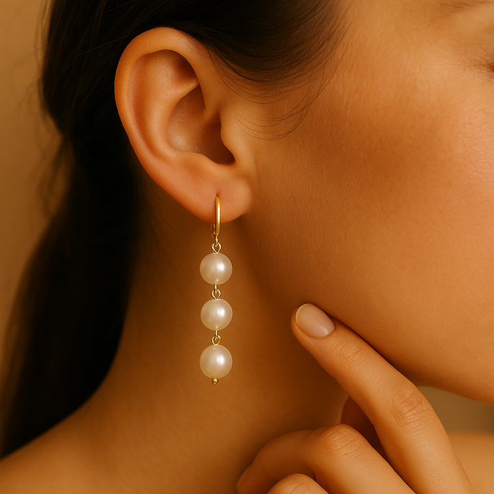 Elegancia Costera | Pendientes Colgantes con Perla