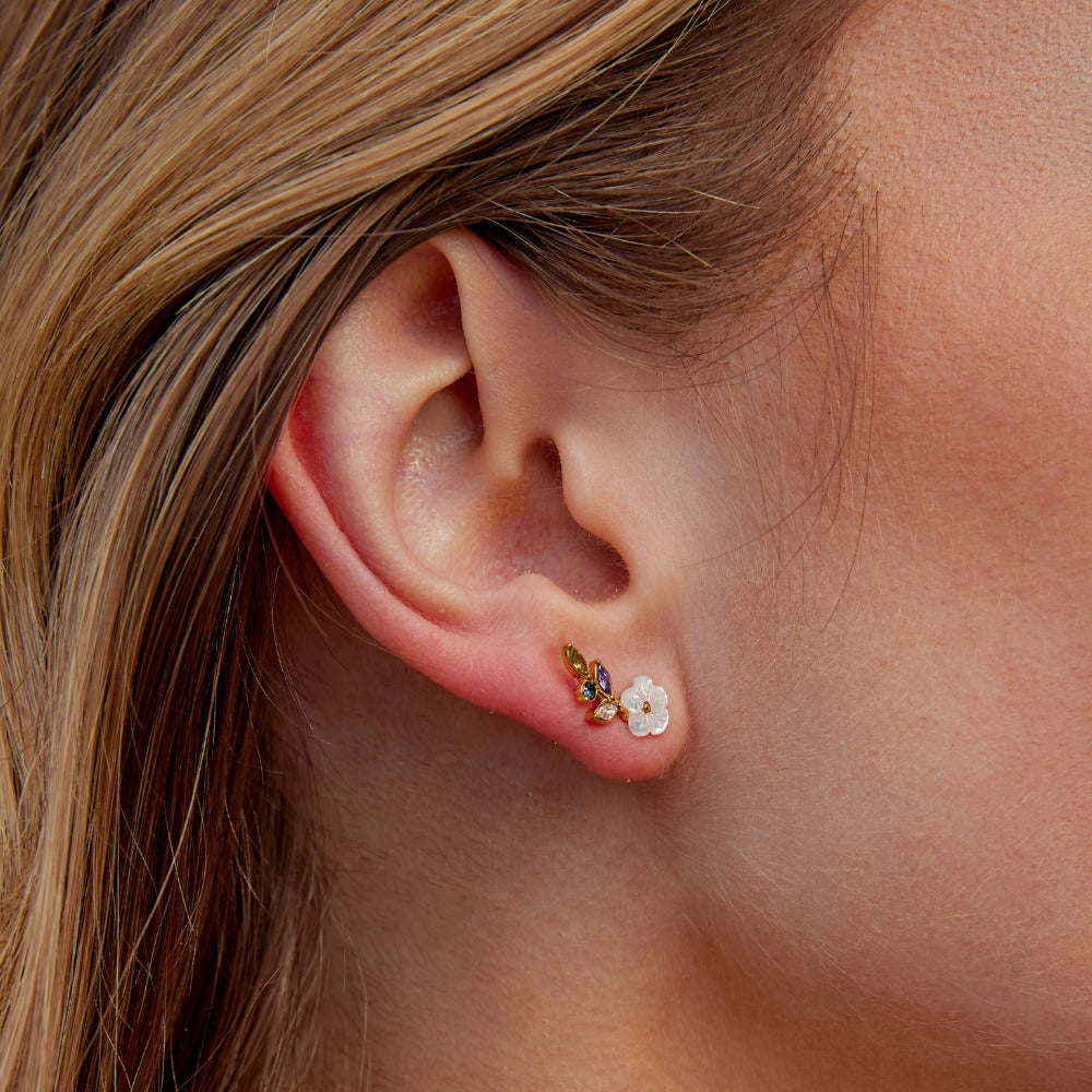 Pendientes de Flor Blanca de Cristal