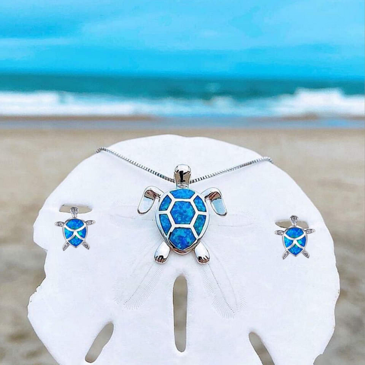 Conjunto de Joyería de Tortuga Marina de Ópalo
