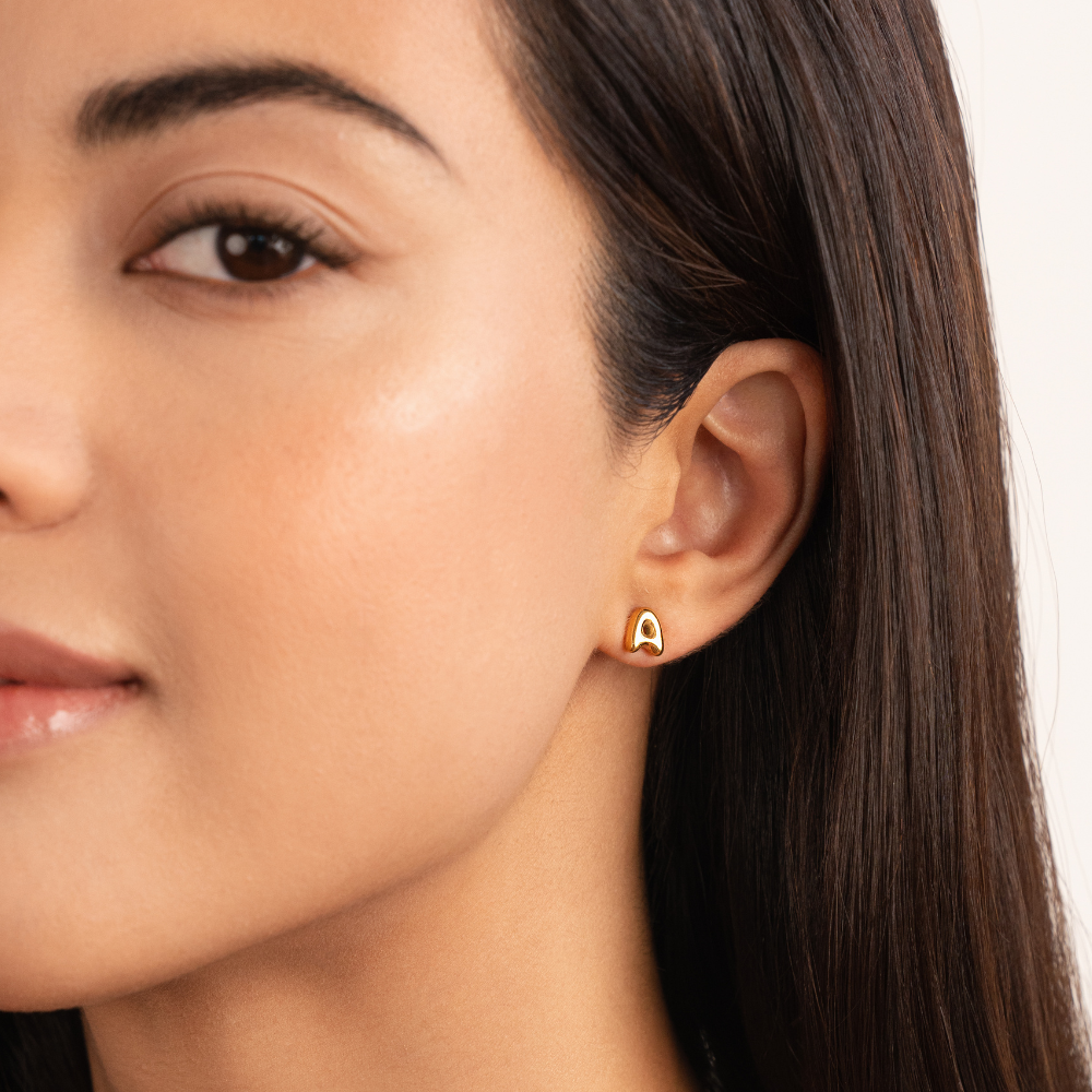 Pendientes de Letras de Burbuja Dorada