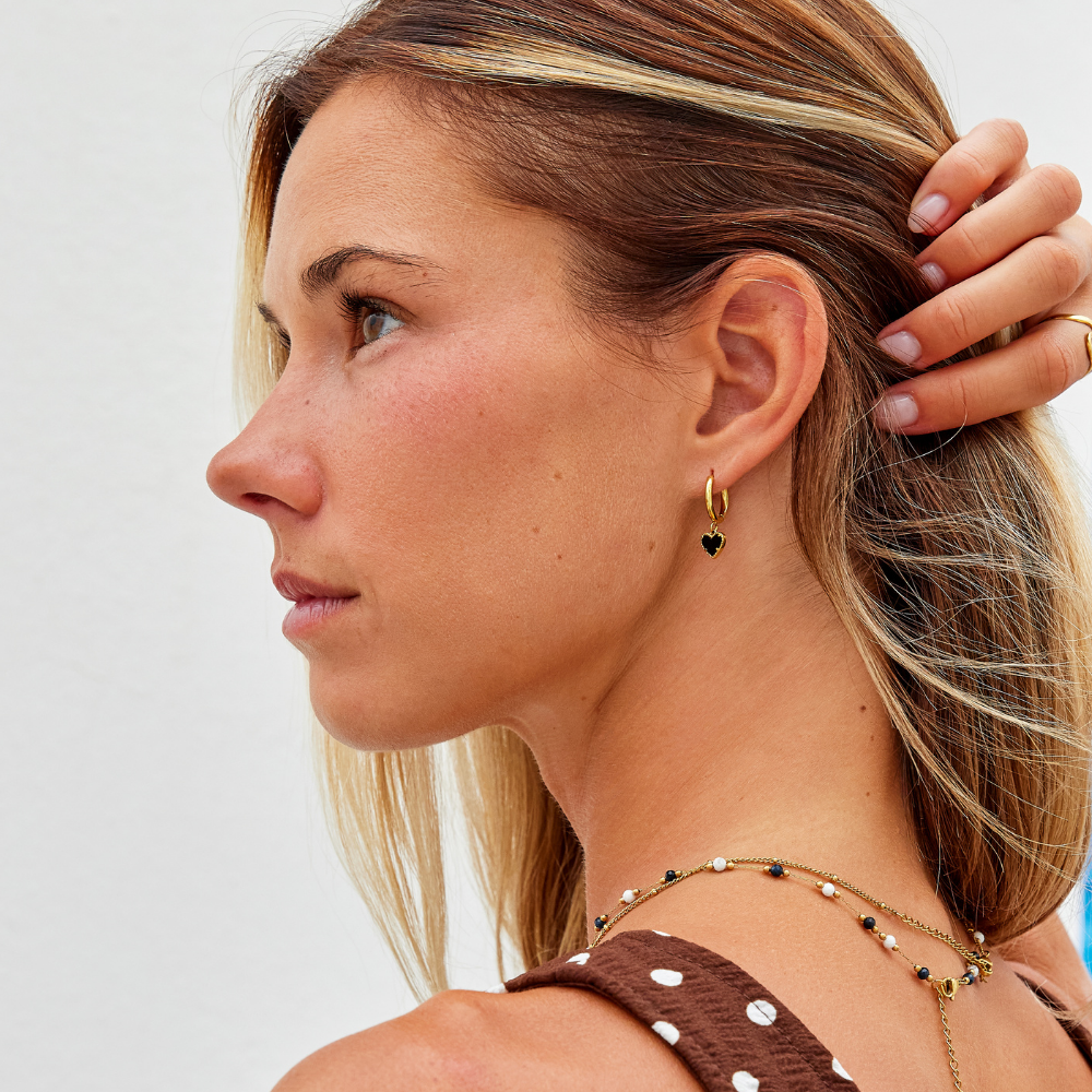 Pendientes de aro 'Corazones Tainted'