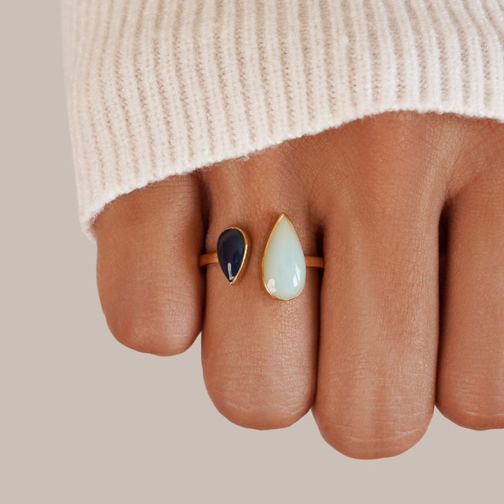 Anillo de Gota de Agua Marina