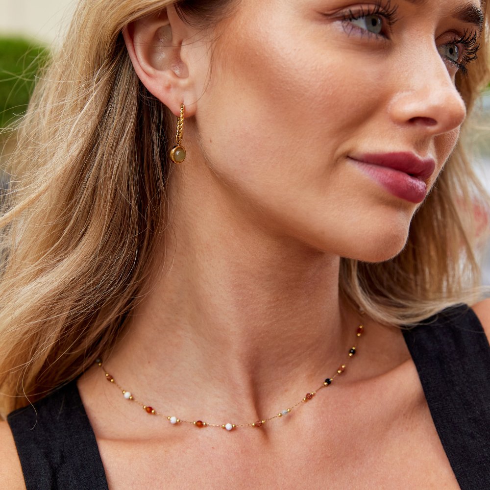 Pendientes de aro retorcidos de aventurina