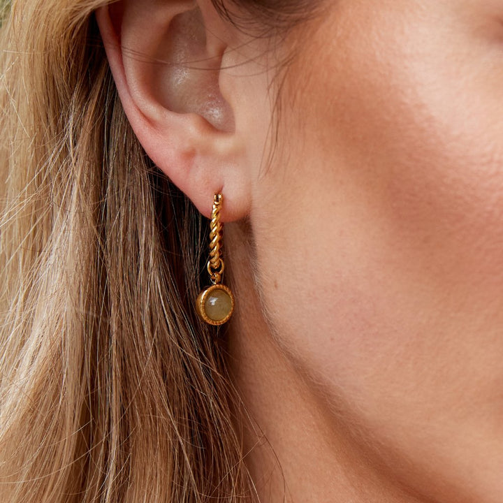 Pendientes de aro retorcidos de aventurina