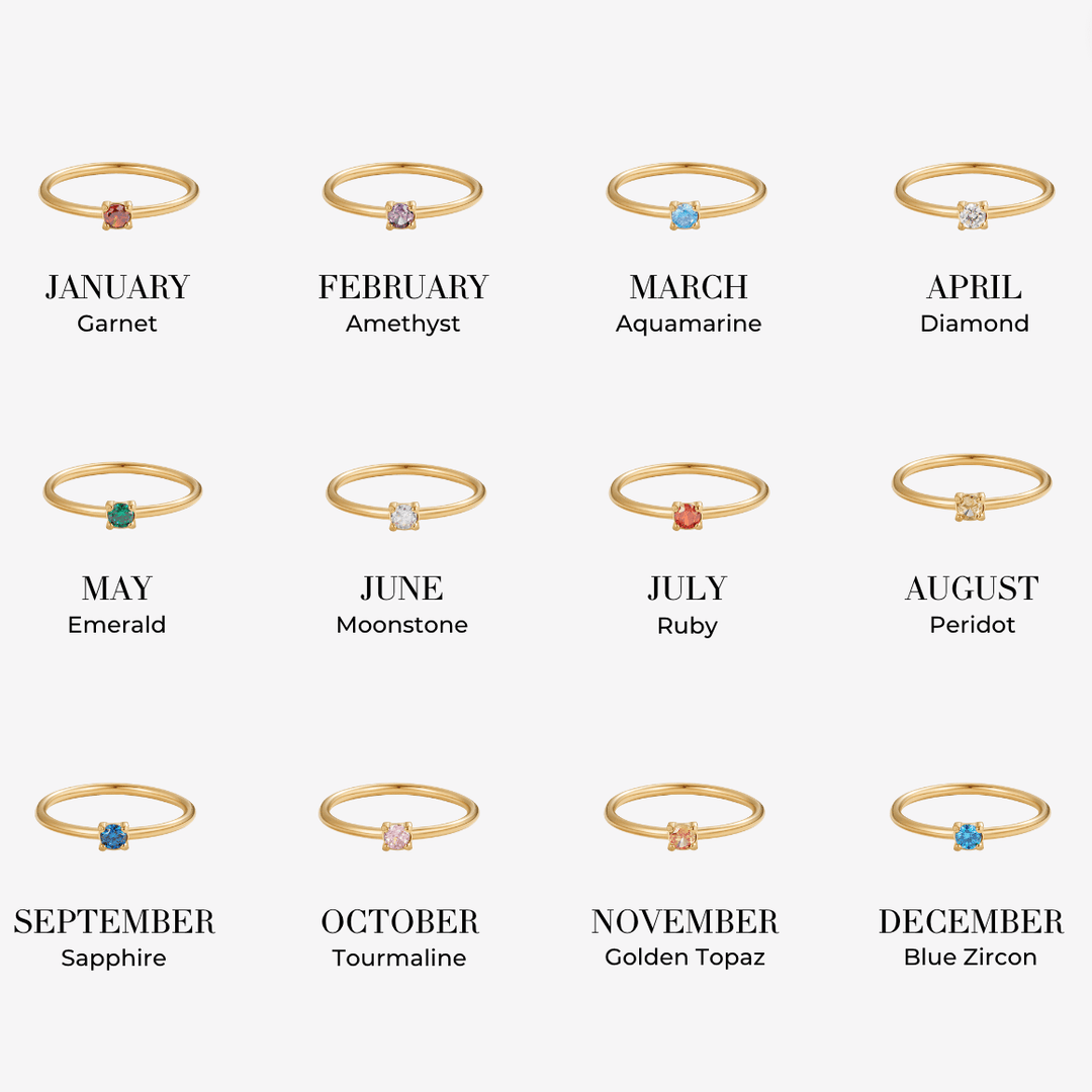 Anillos de Oro de 18K con Piedra de Nacimiento