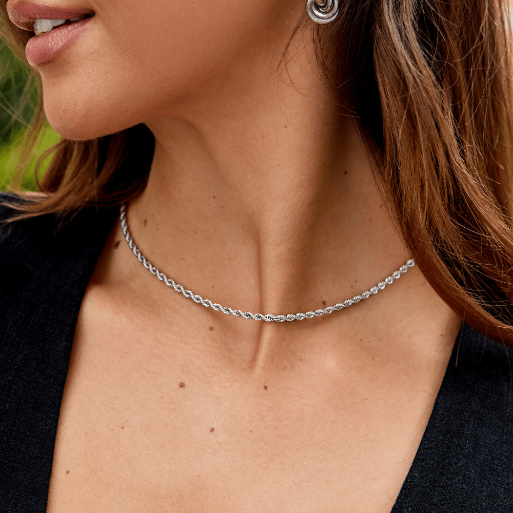 Collar de Cadena Torcida de Plata Calla