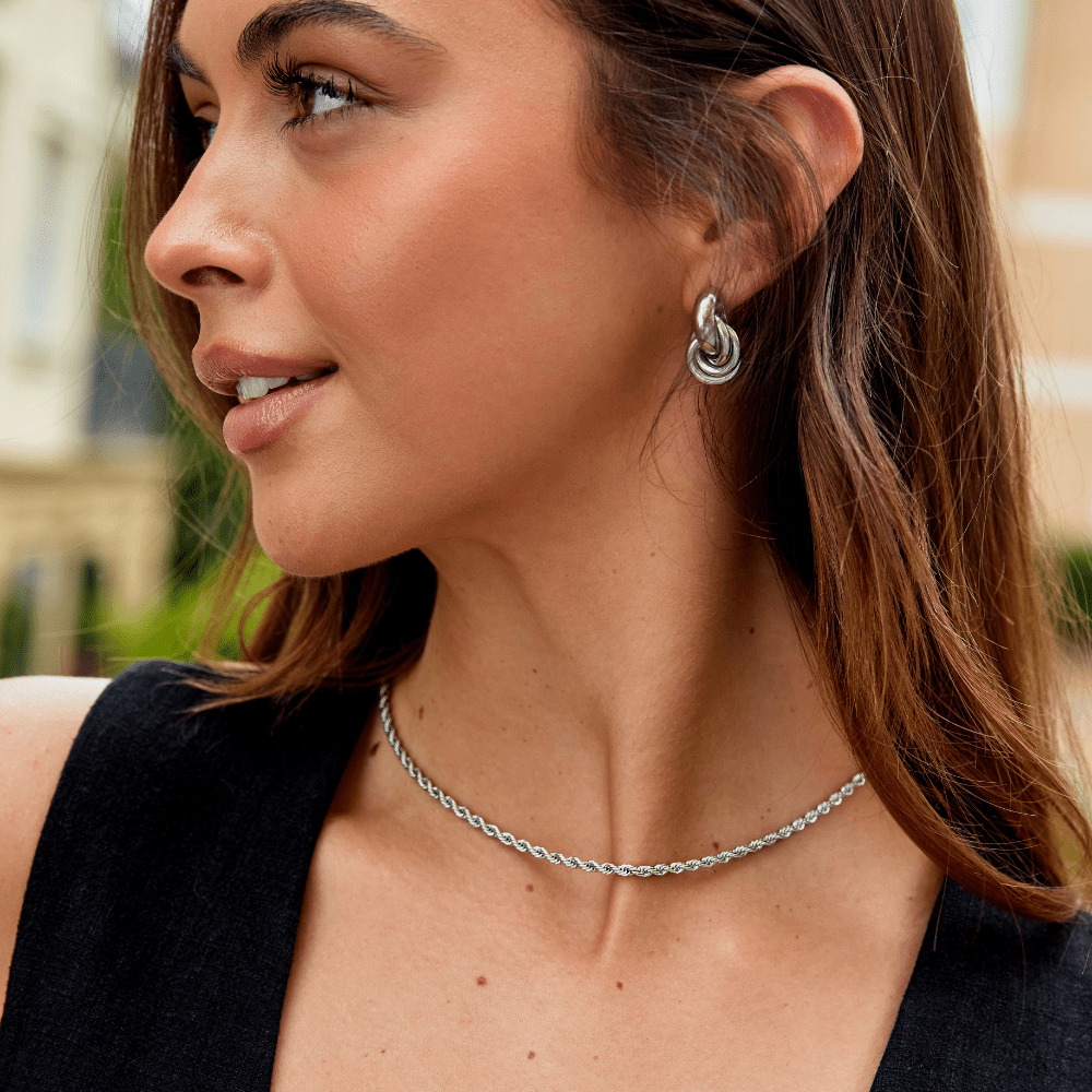 Collar de Cadena Torcida de Plata Calla