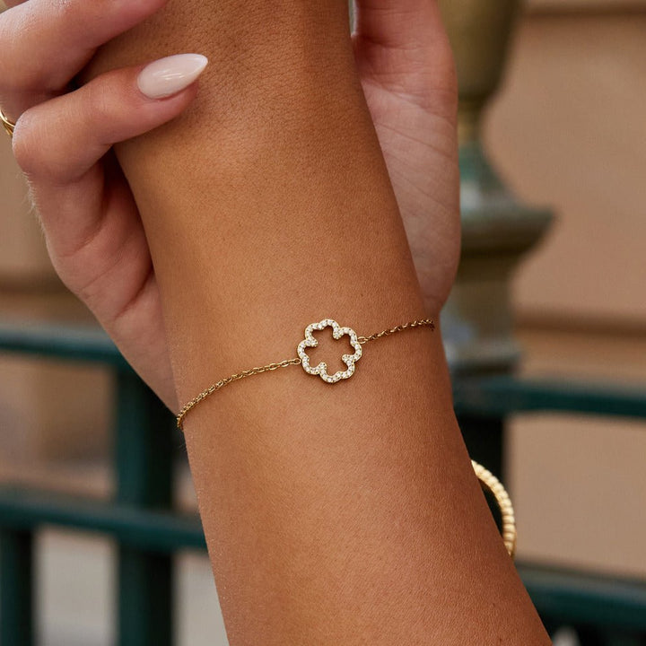 Pulsera de Hoja de Trébol de Cristal