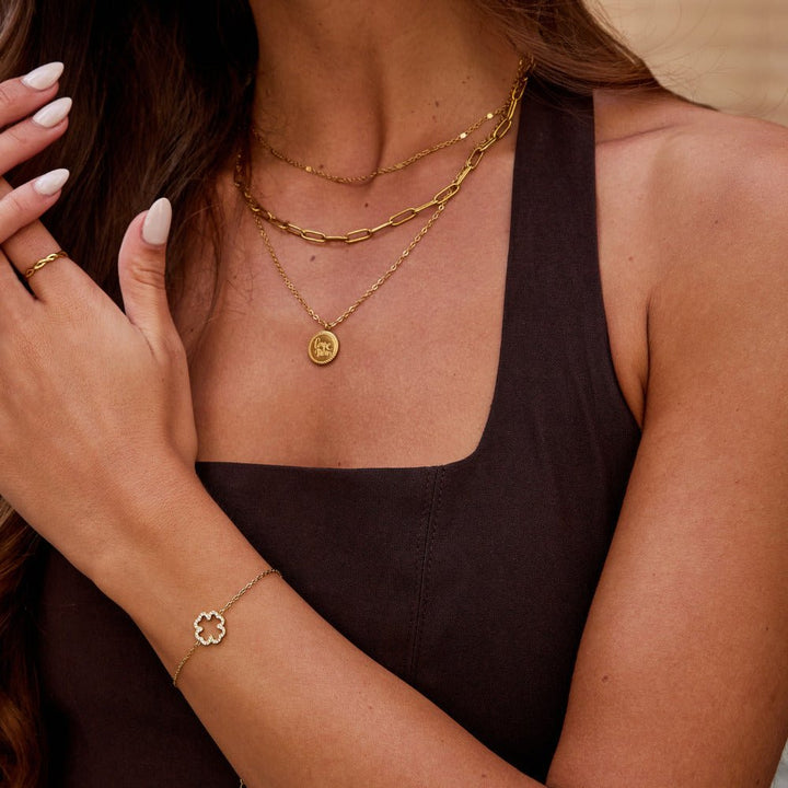 Pulsera de Hoja de Trébol de Cristal