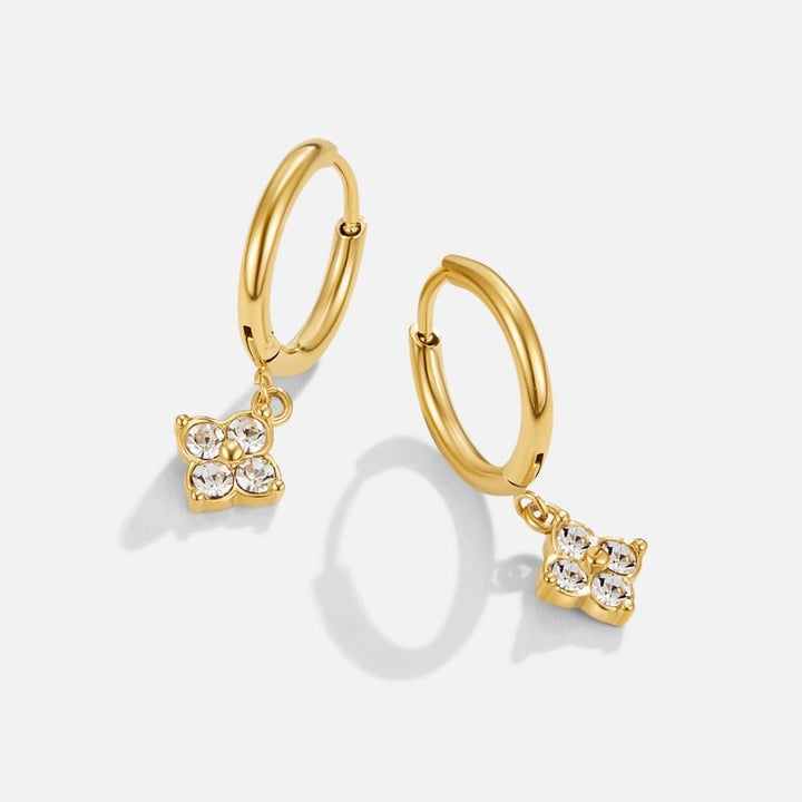 Pendientes Colgantes de Cristal de Trébol de Cuatro Hojas