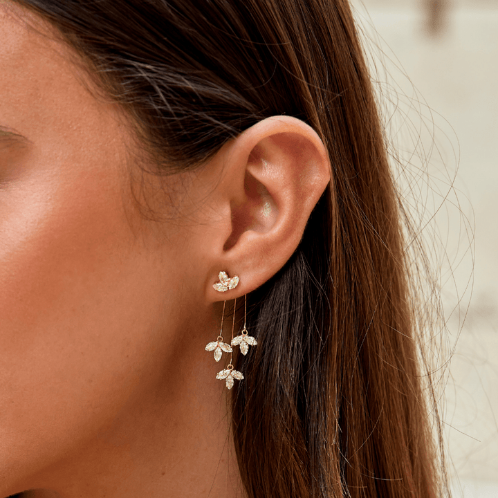 Pendientes de Cascada de Loto de Cristal