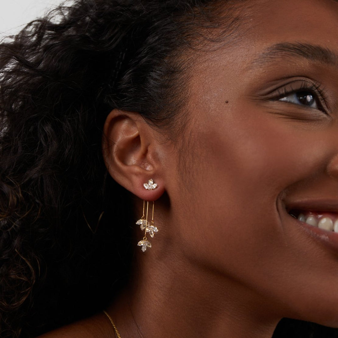 Pendientes de Cascada de Loto de Cristal