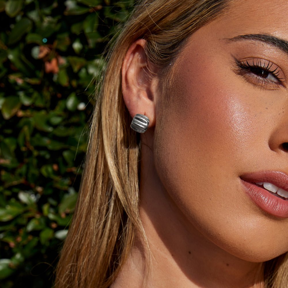 Pendientes de aro plateados Elsa Mini Wave