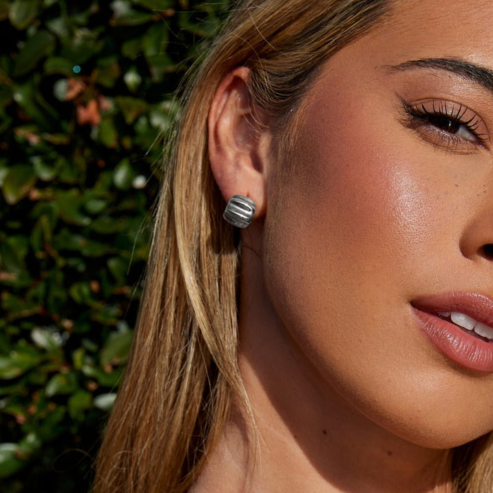 Pendientes de aro plateados Elsa Mini Wave