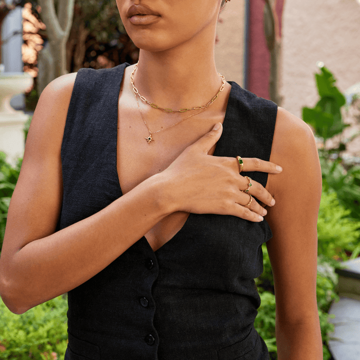 Anillo de Oro Ámbar y Esmeralda