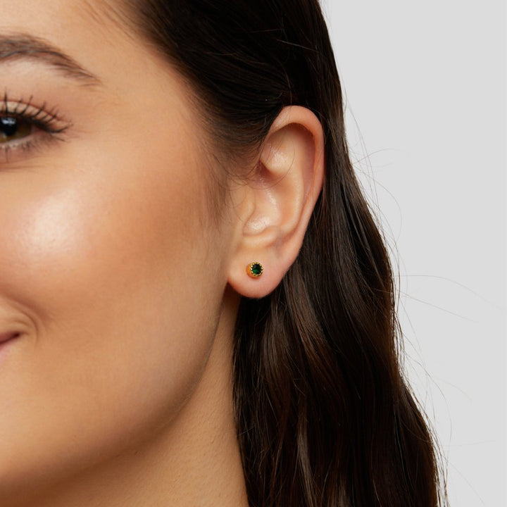 Pendientes de Stud Verde Esmeralda
