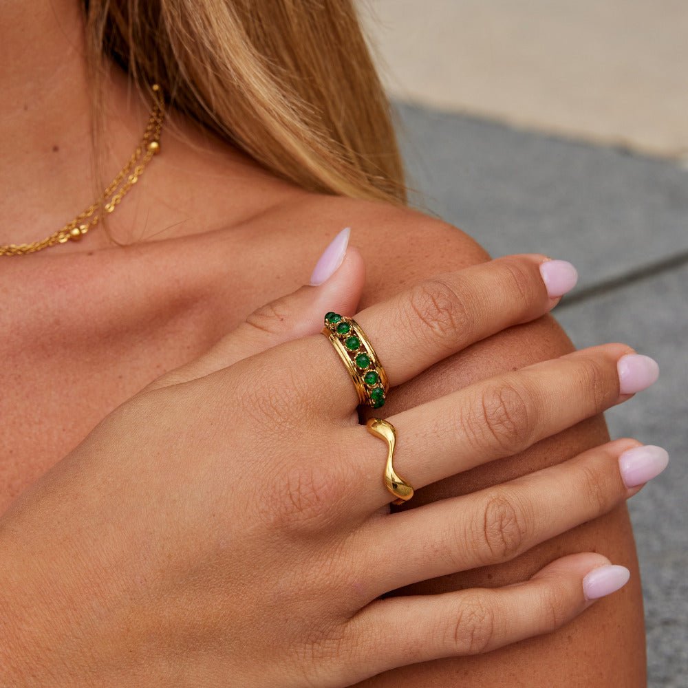 Anillo de Cristal de Piedra Esmeralda