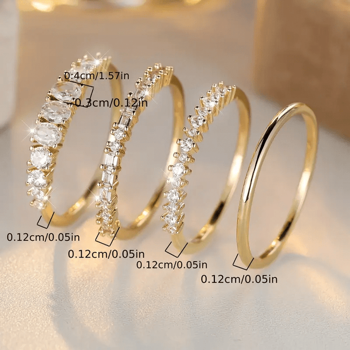 Anillos Apilables de Zirconia Dorada de 14k