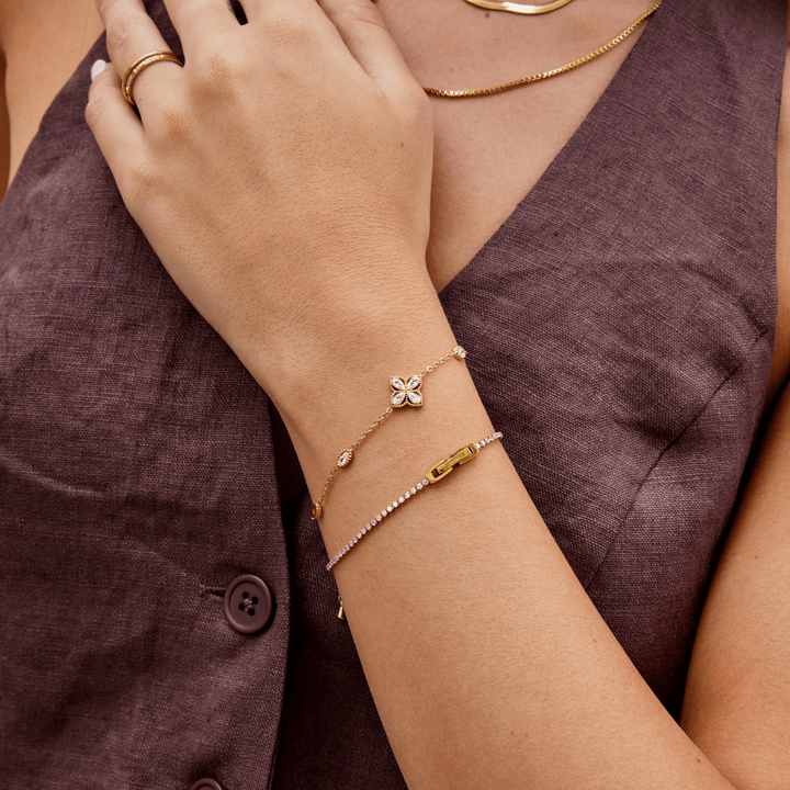 Pulsera de Cristal de Trébol de Cuatro Hojas