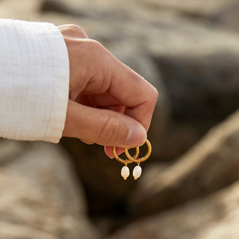 Pendientes de aro Bella de perlas de agua dulce