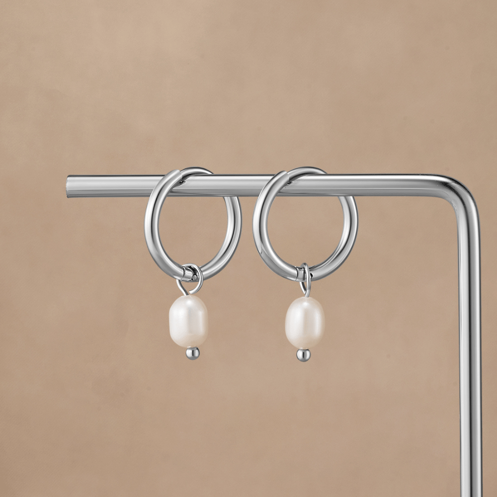 Pendientes de Aro de Plata Bella con Perla de Agua Dulce