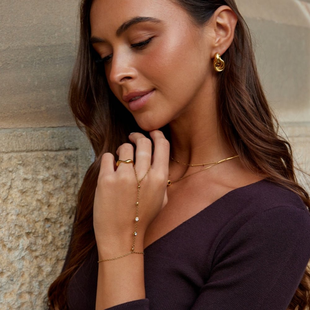 Pulsera de Cadena de Mano de Cristal Freya