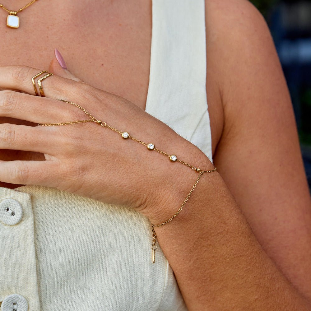Pulsera de Cadena de Mano de Cristal Freya