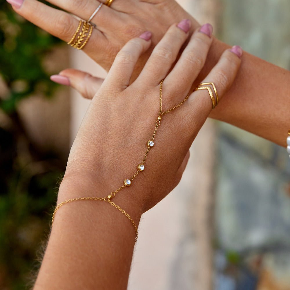 Pulsera de Cadena de Mano de Cristal Freya