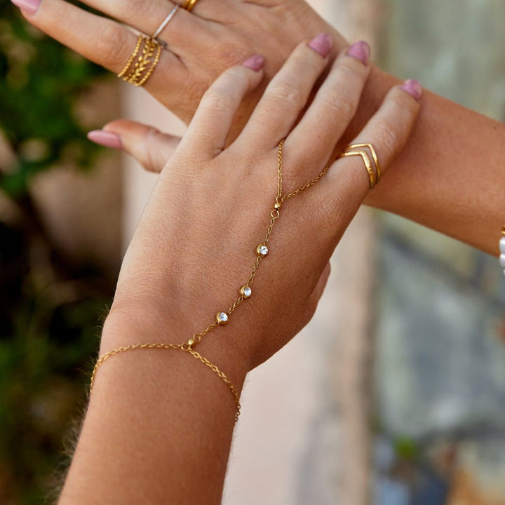 Pulsera de Cadena de Mano de Cristal Freya