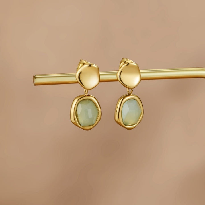 Pendientes de gota de oro y aguamarina