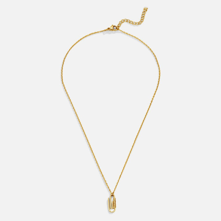 Collar con colgante de clip de papel de cristal dorado