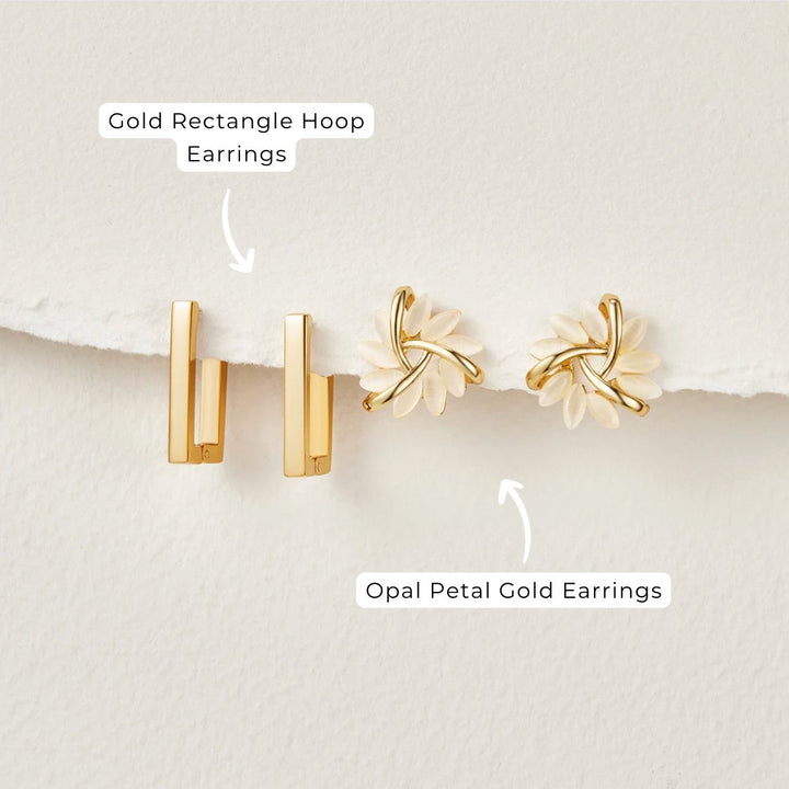 Pendientes de aro rectangulares dorados
