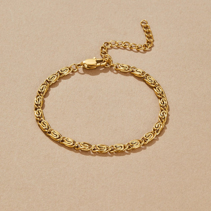 Pulsera de Cadena con Esmalte Dorado