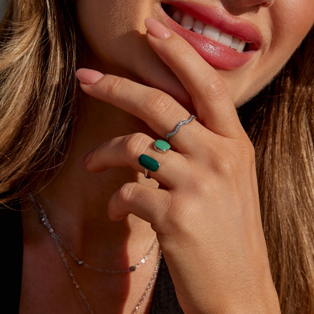 Anillo Envoltura de Plata de Sauce Verde