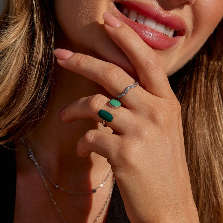 Anillo Envoltura de Plata de Sauce Verde