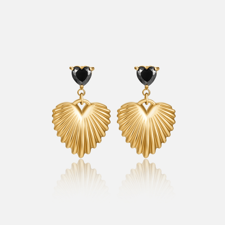 Pendientes de gota en forma de corazón Hera Gold