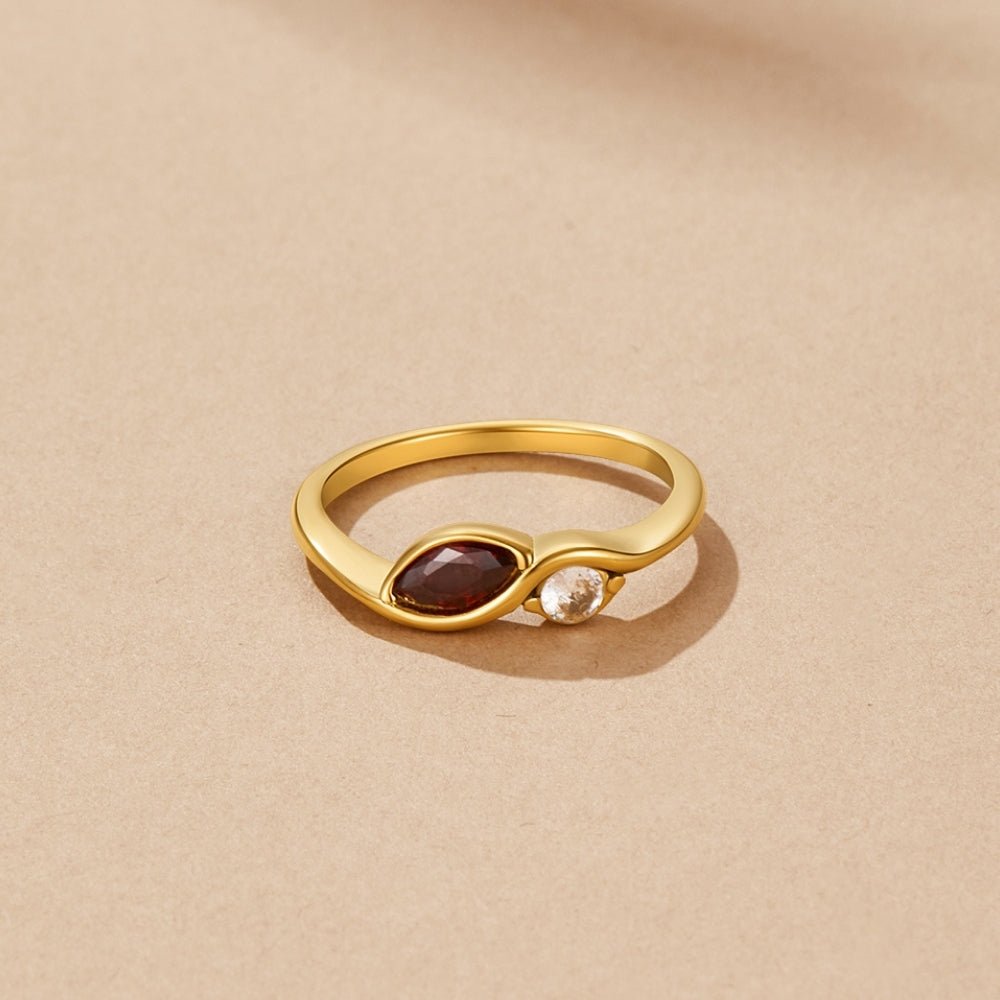 Anillo de Granate Rojo Cristal Infinito