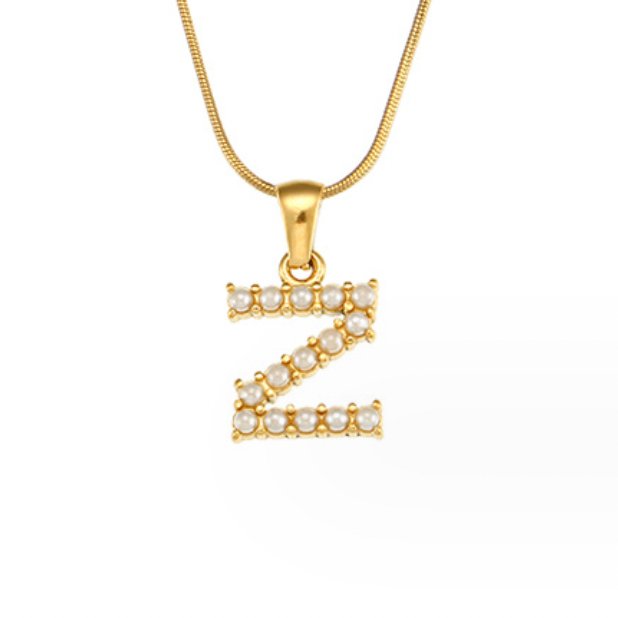 Collar con Charm de Perla en Letra