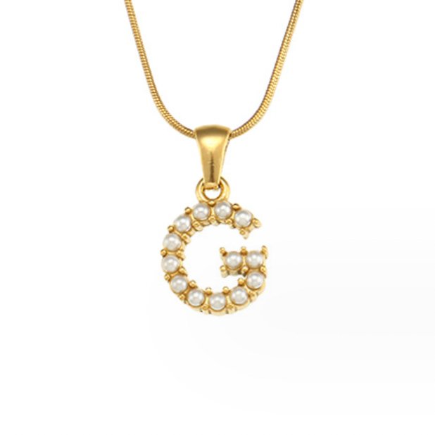 Collar con Charm de Perla en Letra