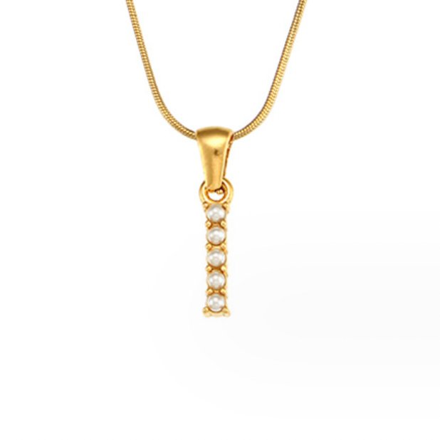 Collar con Charm de Perla en Letra