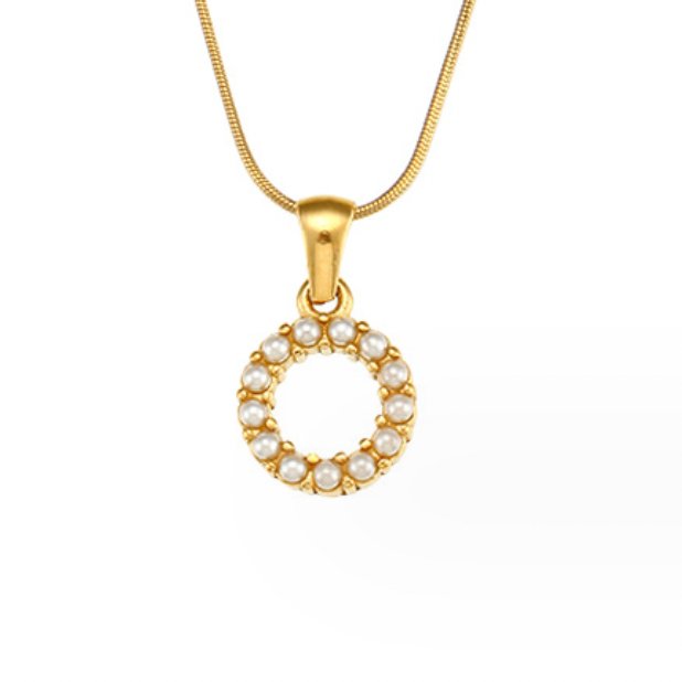 Collar con Charm de Perla en Letra