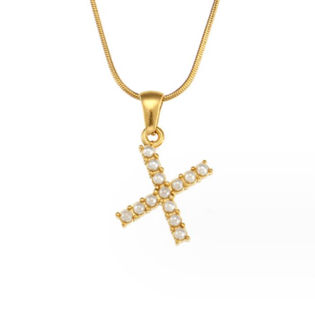 Collar con Charm de Perla en Letra