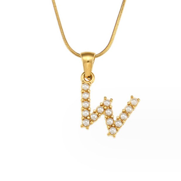 Collar con Charm de Perla en Letra