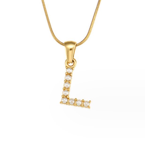 Collar con Charm de Perla en Letra